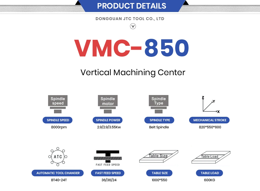 Jtc Tool CNC Wood Router Machine Wholesale CNC Machine Manufacturers China Manufacturing Long-Travel CNC Vertical Machining Centers Multifunctional Vmc Lathe